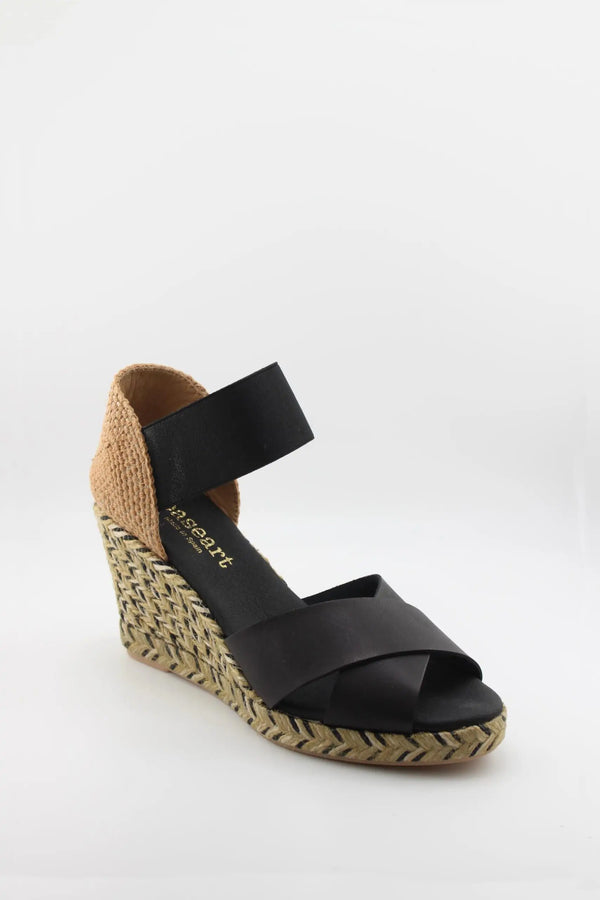 Paseart Elastic Strap Espadrille Wedge Sandals